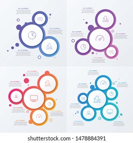 Abstract vector gradient minimalistic infographic template composed of circles.