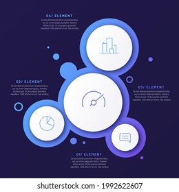 Abstract vector gradient minimalistic infographic template composed of 4 circles.