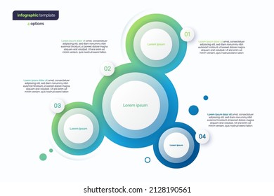 Abstract vector gradient minimalistic infographic template composed of 4 circles.