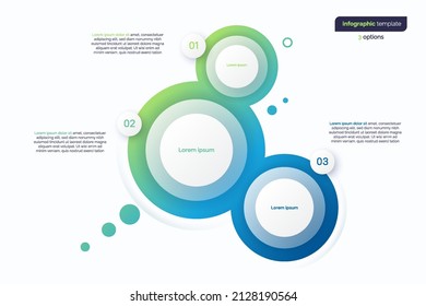 Resumen de gradiente vectorial de gradiente mínimo infográfico compuesto por 3 círculos.