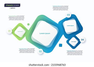 Abstract vector gradient minimalistic infographic template composed of 4 rounded squares.