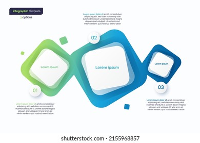 Abstrakte Vektorgrafikgrafikvorlage minimalistische Infografik bestehend aus 3 abgerundeten Quadraten.