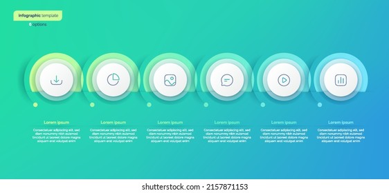 Abstract vector gradient minimalistic infographic template composed of 6 circles.