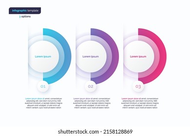 Abstract vector gradient minimalistic infographic template composed of 3 circles.
