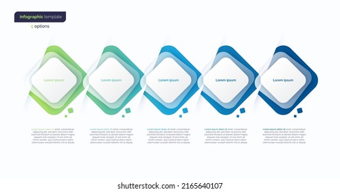 Abstract vector gradient minimalistic infographic template composed of 5 rounded squares.