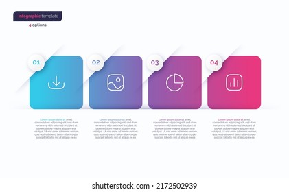 Abstract vector gradient minimalistic infographic template composed of 4 rounded squares.