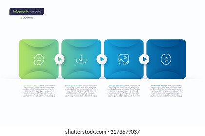 Abstract vector gradient minimalistic infographic template composed of 4 rounded squares.