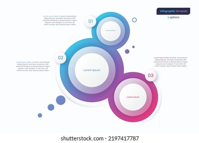 Abstract vector gradient minimalistic infographic template composed of 3 circles.