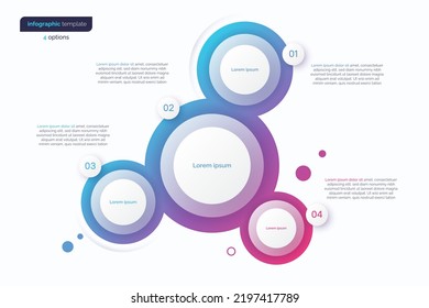 Abstract vector gradient minimalistic infographic template composed of 4 circles.