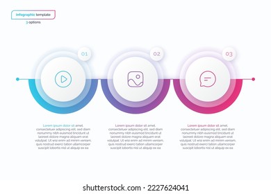 Abstract vector gradient minimalistic infographic template composed of 3 circles.