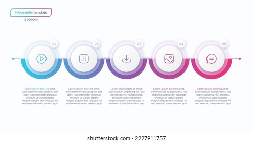 Resumen de gradiente vectorial de gradiente mínimo infográfico compuesto por 5 círculos.