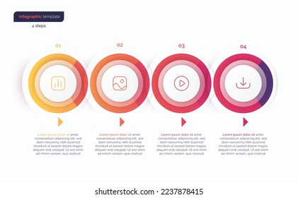 Abstract vector gradient minimalistic infographic template composed of 4 circles.