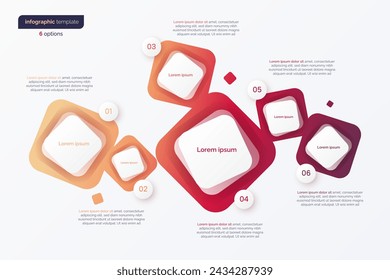 Abstract vector gradient minimalistic infographic template composed of 6 rounded squares.