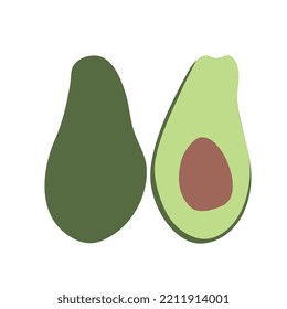 Abstract vector graphic of Avocado isolated white on a background. vector illustration.