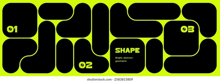 Abstract Vector Graphic with Blob Geometric Shapes. Y2K Background Design. Flat Modern Pattern. Bento Grid with Simple Frames