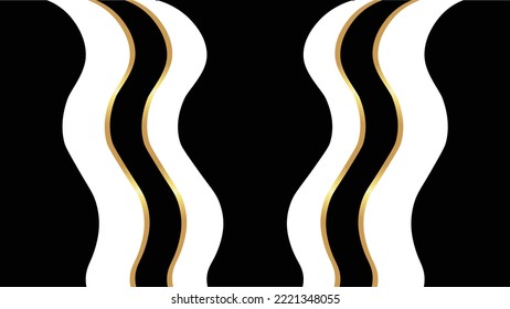 Gráficos vectoriales abstractos con curvas audaces en oro, negro y blanco
