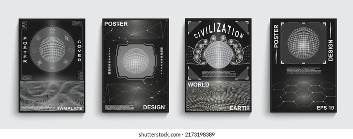 Abstract vector graphic design. Digital planet earth. Covers, posters, vector templates.EPS 10.