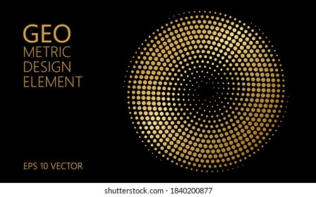 Abstraktes Vektorgrafik-Element, goldene Spirale, Halbtonstil , für Web-Design, Präsentation, Visitenkarte, Einladung, Poster, Cover, Landing-Page.
