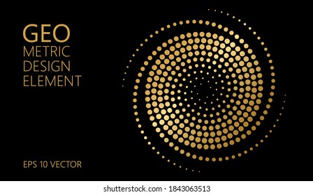 Abstract vector graphic element, golden spiral, halftone style , for web design, presentation, business card, invitation, poster, cover, landing page.