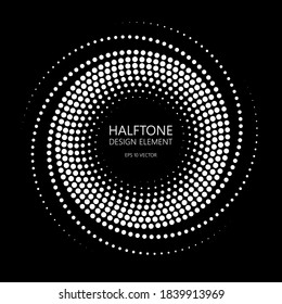 Abstract vector graphic element, spiral frame , halftone style , for web design, presentation, business card, invitation, poster, cover, landing page.
