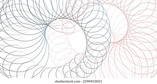 An abstract vector graphic featuring intricate colorful circles and intersecting lines. The complex geometric pattern creates a sense of movement and depth, perfect for backgrounds and modern designs.