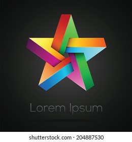Abstract vector graphic geometric colorful pentagram