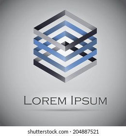 Abstract vector graphic geometric symbol blue and grey