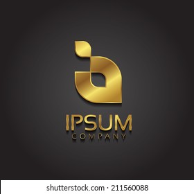 Abstract vector graphic gold B letter symbol with sample text for your company