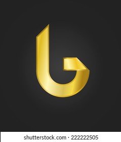Abstract vector graphic gold b letter symbol