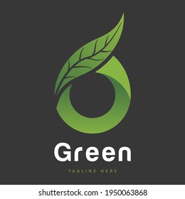 Resumen del logotipo de círculo verde gráfico vectorial con hoja,ecobiotecnología moderna icono,símbolo de naturaleza ambiental,símbolo medicina alternativa orgánica homeopatía,té herbal,producto de salud.Plantilla de diseño