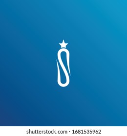 Abstract vector graphic illustration of an extended letter S with a star on top