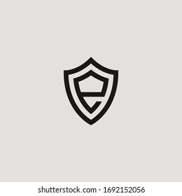 ilustración vectorial abstracta de la letra E en forma de escudo