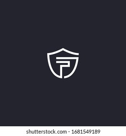 Ilustración gráfica vectorial abstracta de dos letras mayúsculas G y F en forma de escudo