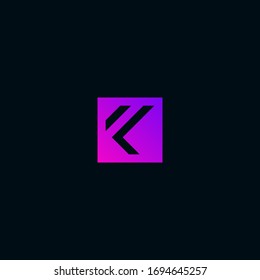 ilustración gráfica vectorial abstracta de dos letras K y F en forma de cuadrado