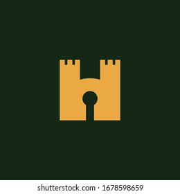 Abstract vector graphic image of the letter H with keyhole
