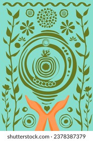 Abstract vector graphic - nature - open hands for conservation and diversity - growth