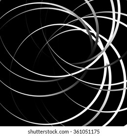 Abstract vector graphic with random, scattered circles. Black and white, monochrome pattern.