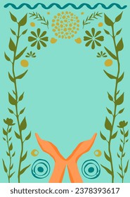 Abstract vector graphic with space for text - Nature - Open hands for conservation and diversity - Growth