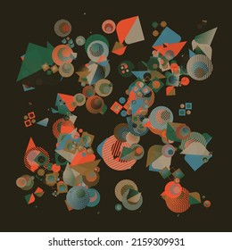 Abstract vector graphics design made with generative art approach using different geometric shapes and bold forms for poster, cover, art, presentation, prints, fabric, wallpaper and etc.