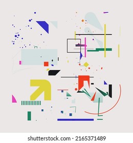 Abstract vector graphics design made with generative art approach using different geometric shapes and bold forms for poster, cover, art, presentation, prints, fabric, wallpaper and etc.