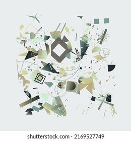 Abstract vector graphics design made with generative art approach using different geometric shapes and bold forms for poster, cover, art, presentation, prints, fabric, wallpaper and etc.