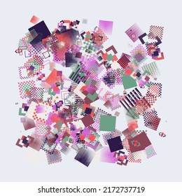 Abstract vector graphics design made with generative art approach using different geometric shapes and bold forms for poster, cover, art, presentation, prints, fabric, wallpaper and etc.