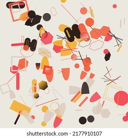 Abstract vector graphics design made with generative art approach using different geometric shapes and bold forms for poster, cover, art, presentation, prints, fabric, wallpaper and etc.