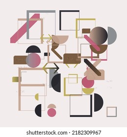 Abstract vector graphics design made with generative art approach using different geometric shapes and bold forms for poster, cover, art, presentation, prints, fabric, wallpaper and etc.