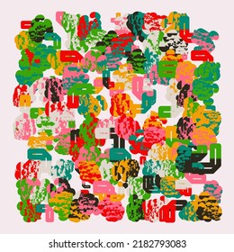 Abstract vector graphics design made with generative art approach using different geometric shapes and bold forms for poster, cover, art, presentation, prints, fabric, wallpaper and etc.