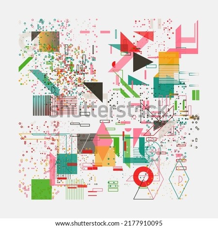 Abstract vector graphics design made with generative art approach using different geometric shapes and bold forms for poster, cover, art, presentation, prints, fabric, wallpaper and etc.