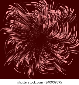 Abstract vector graphics on a red background, symbolizing cosmic movement