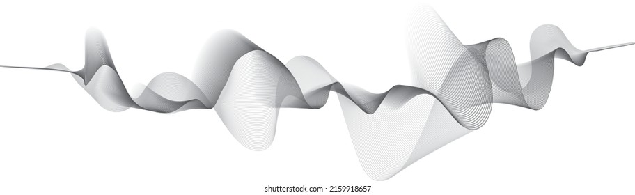 abstract vector gray colored wave melody lines on white background