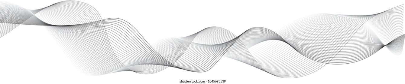 abstract vector gray curve wave lines on white background