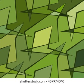 Abstract vector green background of broken lines. Colorful striped pattern